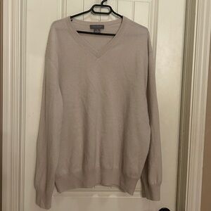 Cashmere Men's Vneck  Sweater in Beige cream